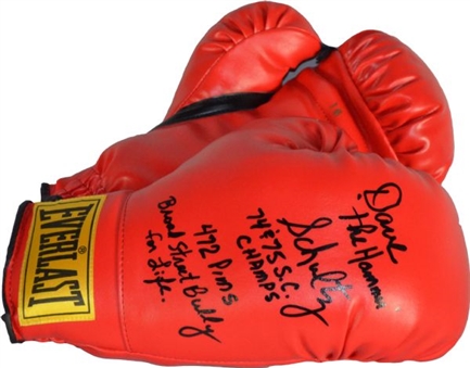 Dave Schultz signed pair of Everlast boxing gloves with inscriptions